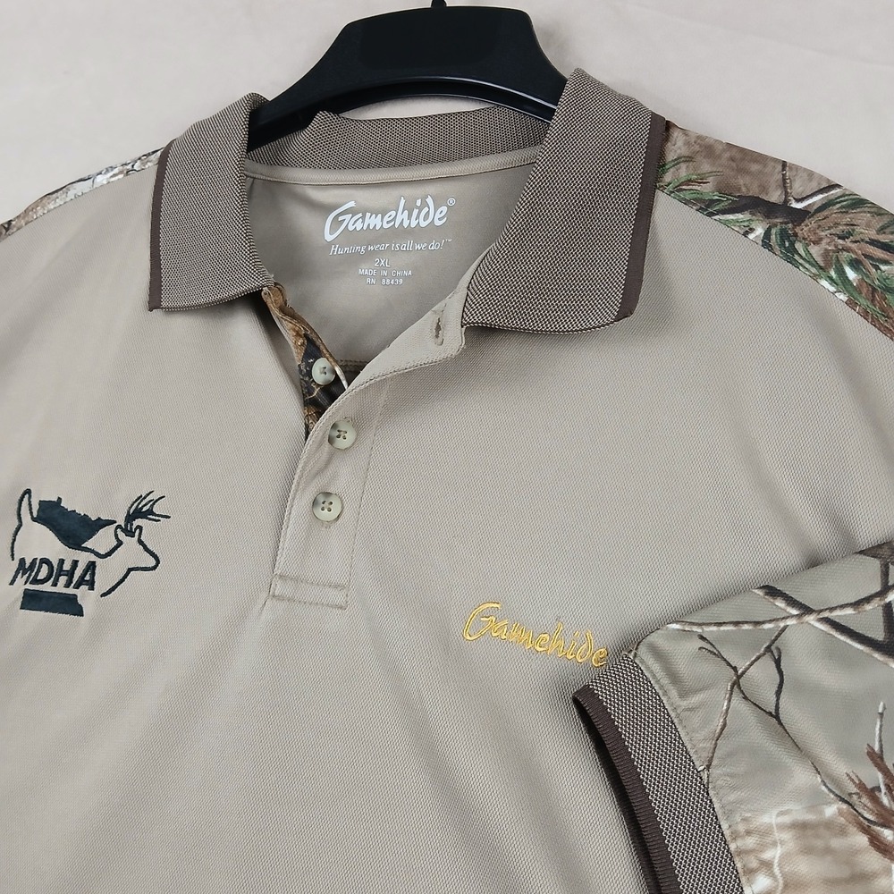 Gamehide Real Tree 2XL Mens Polo Shirt 26x29 Hunting Camo MDHA
